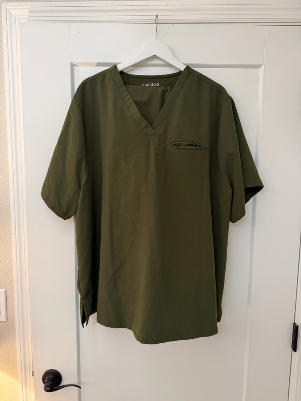 Mandala V-Neck Scrub Top and Bottoms in Olive Green